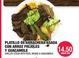 Carnicerias Jimenez PLATILLO DE ARRACHERA ASADA CON ARROZ FRIJÓLES Y GUACAMOLE offer