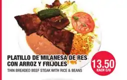 Carnicerias Jimenez THIN BREADED BEEF STEAK WITH RICE & BEANS offer