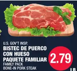 Carnicerias Jimenez U.S. GOV'T INSPI BISTEC DE PUE RCO CON HUESO PAQUETE FAMILIAR offer