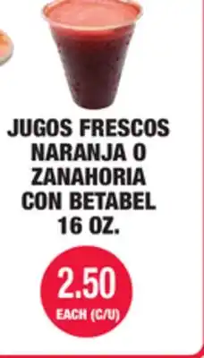 Carnicerias Jimenez JUGOS FRESCOS NARANJA O ZANAHORIA CON BETABEL offer