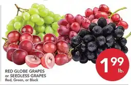 Pete's Fresh Market RED GLOBE GRAPES or SEEDLESS GRAPES offer