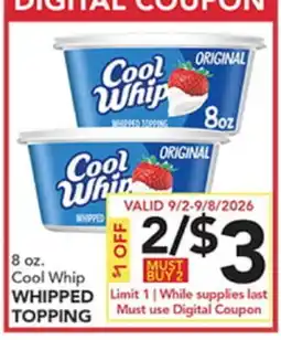 Pete's Fresh Market 8 oz. Cool Whip WHIPPED TOPPING offer