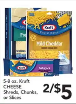 Pete's Fresh Market 5-8 oz. Kraft CHEESE Shreds, Chunks, or Slices offer