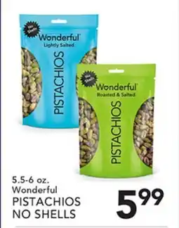Pete's Fresh Market 5.5-6 oz. Wonderful PISTACHIOS NO SHELLS offer