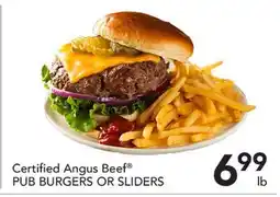 Pete's Fresh Market Certified Angus Beef PUB BURGERS OR SLIDERS offer