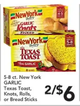Pete's Fresh Market 5-8 ct. New York GARLIC Texas Toast, Knots, Rolls, or Bread Sticks offer