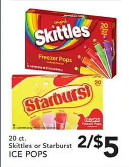 Pete's Fresh Market Skittles or Starburst ICE POPS offer