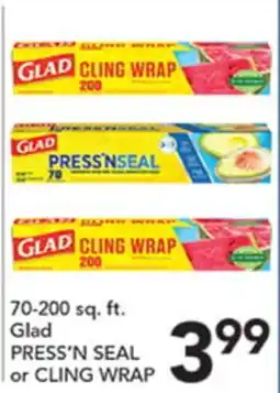 Pete's Fresh Market 70-200 sq. ft. Glad PRESS'N SEAL or CLING WRAP offer