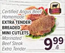 Cermak Fresh Market Certified Angus Beef Homemade EXTRA TENDER BREADED MINI CUTLETS Marinated Beef Steak Extra Tender offer