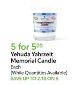 Publix Yehuda Yahrzeit Memorial Candle offer