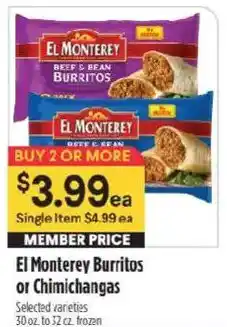 Raley's El Monterey Burritos or Chimichangas offer