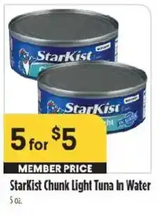 Raley's Starkist Chunk Light Tuna In Water offer