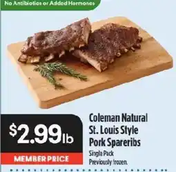 Raley's Coleman Natural St. Louis Style Pork Spareribs offer