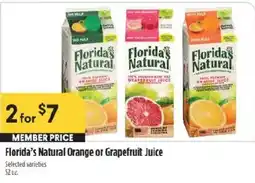 Raley's Florida's Natural Orange or Grapefruit Juice offer