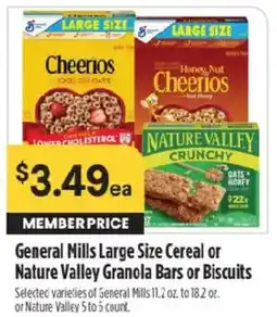 Raley's General Mills Large Size Cereal or Nature Valley Granola Bars or Biscuits offer