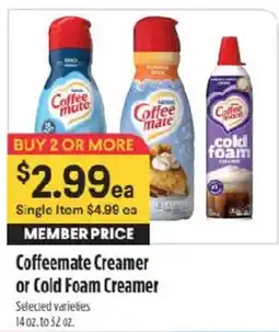 Raley's Coffee mate Creamer or Cold Foam Creamer offer