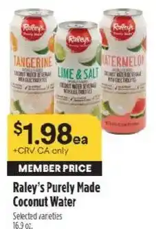 Raley's Raley's Purely Made Coconut Water offer