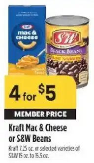 Raley's Kraft Mac & Cheese or S&W Beans offer