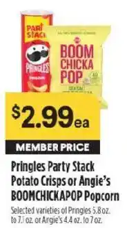 Raley's Pringles Party Stack Potato Crisps or Angie's BOOMCHICKAPOP Popcorn offer