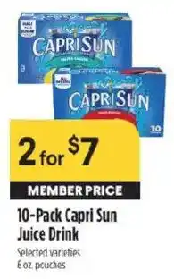 Raley's Capri Sun juice drink offer