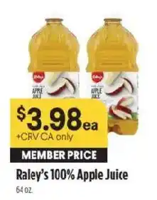 Raley's 100% Apple Juice