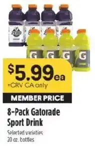 Raley's 8-Pack Gatorade Sport Drink offer