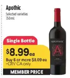 Raley's Apothic selected varieties offer