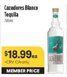 Raley's Cazadores Blanco Tequila offer