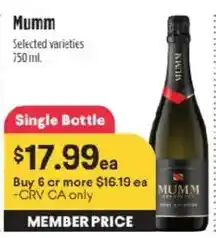 Raley's Mumm selected varieties offer