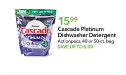 Publix Cascade platinum dishwasher detergent offer