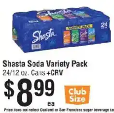 Smart & Final Shasta Soda Variety Pack offer