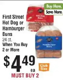 Smart & Final First Street Hot Dog or Hamburger Buns offer