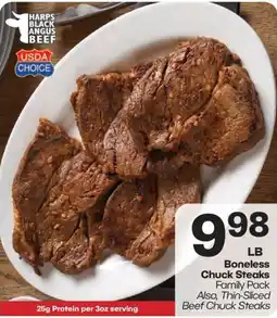 Harp's Market Harps black angus beef boneless chuck steaks offer