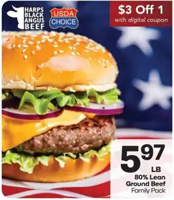 Harp's Market Harps black angus beef 80% lean ground beef family pack offer