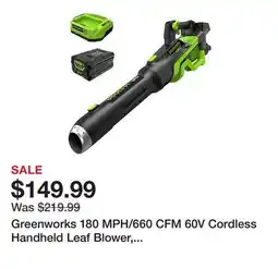 Tractor Supply Company Greenworks 180 MPH/660 CFM 60V Cordless Handheld Leaf Blower, Battery and Charger Included offer