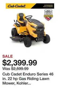 Tractor Supply Company Cub Cadet Enduro Series 46 in. 22 hp Gas Riding Lawn Mower, Kohler Engine, Hydrostatic Transmission offer