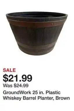 Tractor Supply Company GroundWork 25 in. Plastic Whiskey Barrel Planter, Brown offer
