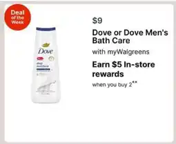 Walgreens Dove or Dove Men's Bath Care offer