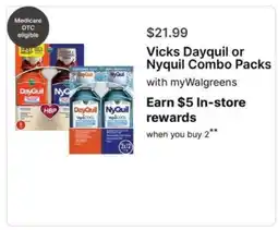 Walgreens Vicks Dayquil or Nyquil Combo Packs offer