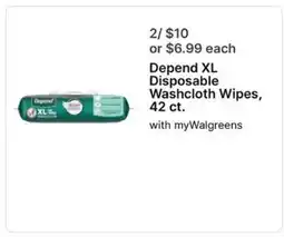 Walgreens Depend XL Disposable Washcloth Wipes, 42 ct offer