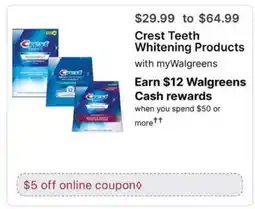 Walgreens Crest Teeth Whitening Products offer