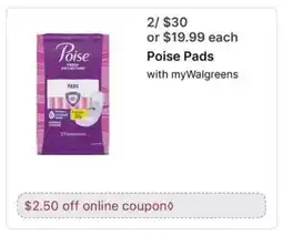 Walgreens Poise Pads offer