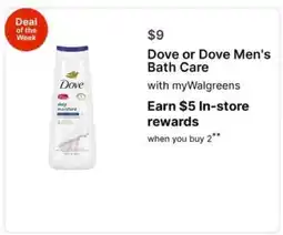 Walgreens Dove or Dove Men's Bath Care offer