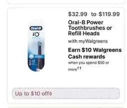 Walgreens Oral-B Power Toothbrushes or Refill Heads offer