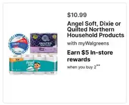 Walgreens Angel Soft, Dixie or Quilted Northern Household Products offer