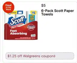 Walgreens 6-Pack Scott Paper Towels offer