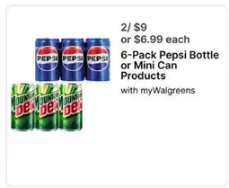 Walgreens 6-Pack Pepsi Bottle or Mini Can Products offer