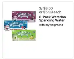 Walgreens 8-Pack Waterloo Sparkling Water offer