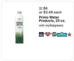 Walgreens Primo Water Products, 25 oz offer
