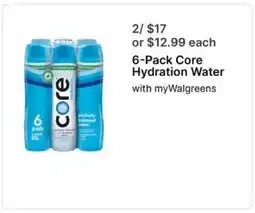 Walgreens 6-Pack Core Hydration Water offer